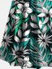 Plus Size Flowers Leaf Print Cold Shoulder Crisscross Hawaii Maxi Dress -  