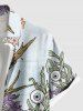 Chemise grande taille pour homme, avec boutons et poches, imprimé tête de mort, fleurs et yeux, pour Halloween - Bleu Poudre M
