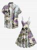 Plus Size Halloween Skull Flowers Eyes Print Tank Dress -  
