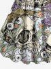 Plus Size Halloween Skull Flowers Eyes Print Tank Dress -  