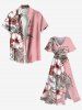 Plus Size Hibiscus Flowers Tropical Leaf Print Split Hawaii Midi Dress -  