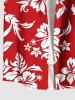 Plus Size Hibiscus Flowers Tropical Leaf Print Buttons Pocket Hawaii Shirt For Men -  
