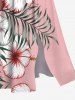 Robe mi-longue hawaïenne fendue à imprimé feuilles tropicales et fleurs d'hibiscus grande taille - Rose clair 6X