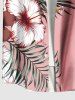 Plus Size Hibiscus Flowers Tropical Leaf Print Buttons Pocket Hawaii Shirt For Men -  