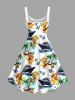 Robe débardeur hawaïenne grande taille à imprimé canards, cocotier, vagues de la mer, ancre de bateau, croisière - Blanc 2X