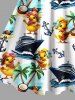 Plus Size Ducks Coconut Tree Sea Waves Ship Anchor Cruise Print Hawaii Tank Dress -  