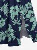 Plus Size Hibiscus Flowers Leaf Coconut Tree Pineapple Print Split Hawaii Midi Dress -  