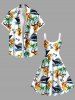Plus Size Ducks Coconut Tree Sea Waves Ship Anchor Cruise Print Hawaii Tank Dress -  
