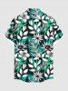Chemise hawaïenne grande taille à imprimé fleurs et feuilles, avec poches et boutons, pour homme - Noir 5XL