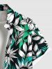 Chemise hawaïenne grande taille à imprimé fleurs et feuilles, avec poches et boutons, pour homme - Noir 5XL