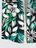 Chemise hawaïenne grande taille à imprimé fleurs et feuilles, avec poches et boutons, pour homme - Noir 4XL