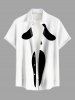 Chemise à boutons et poches grande taille pour homme, imprimé fantôme d'Halloween - Blanc 3XL