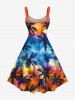 Plus Size Coconut Tree Tie Dye Ombre Print Hawaii A Line Tank Dress -  