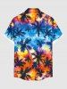 Chemise hawaïenne grande taille à imprimé cocotiers, tie-dye et ombré, avec poches boutonnées pour homme - Orange 3XL