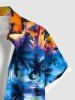 Chemise hawaïenne grande taille à imprimé cocotiers, tie-dye et ombré, avec poches boutonnées pour homme - Orange 6XL