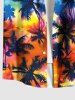 Chemise hawaïenne grande taille à imprimé cocotiers, tie-dye et ombré, avec poches boutonnées pour homme - Orange 6XL