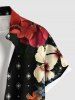 Chemise hawaïenne grande taille à imprimé fleurs, papillons et yeux, avec poches boutonnées pour homme - Noir 2XL