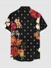 Plus Size Flower Butterfly Eye Print Hawaii Button Pocket Shirt For Men -  