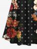 Plus Size Flower Butterfly Eye Print Hawaii Cold Shoulder Crisscross A Line Maxi Dress -  