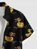 Plus Size Duck Skateboard Print Hawaii Button Pocket Shirt For Men - Noir S
