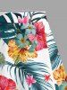 Jupe trapèze fendue hawaïenne grande taille à imprimé feuilles tropicales et fleurs d'hibiscus - Blanc 4X