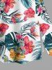 Jupe trapèze fendue hawaïenne grande taille à imprimé feuilles tropicales et fleurs d'hibiscus - Blanc 4X