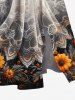 Plus Size Flower Spider Web Ghost Bride Print Halloween Ombre Split Pocket A Line Midi Dress -  