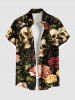 Skull Flower Leaf Print Plus Size Matching Outfit For Couples -  