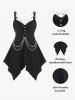 O Ring Chains Handkerchief Gothic Tank Top and Skulls Hollow Out Fish Net Leggings Plus Size Outfit -  