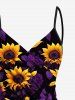 Sunflower Rose Flower Print Plus Size Matching Hawaii Beach Outfit For Couples -  