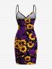 Sunflower Rose Flower Print Plus Size Matching Hawaii Beach Outfit For Couples -  