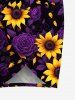 Sunflower Rose Flower Print Plus Size Matching Hawaii Beach Outfit For Couples -  