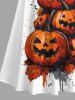 Halloween Pumpkin Leaf Paint Splatter Print Plus Size Matching Outfit For Couples -  