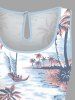 Matching Hawaii Shirt and Romper Plus Size Beach Outfit Coconut Tree Sea Waves Boat Printed for Couples -  