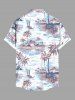 Matching Hawaii Shirt and Romper Plus Size Beach Outfit Coconut Tree Sea Waves Boat Printed for Couples -  