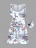 Matching Hawaii Shirt and Romper Plus Size Beach Outfit Coconut Tree Sea Waves Boat Printed for Couples -  