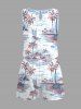 Matching Hawaii Shirt and Romper Plus Size Beach Outfit Coconut Tree Sea Waves Boat Printed for Couples -  
