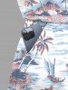 Matching Hawaii Shirt and Romper Plus Size Beach Outfit Coconut Tree Sea Waves Boat Printed for Couples -  