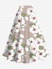 Plus Size Flowers Leaf Print Split Hawaii Skirt -  