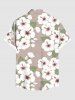 Plus Size Flowers Leaf Print Buttons Pocket Hawaii Shirt For Men -  