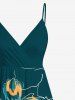 Robe camisole hawaïenne à imprimé fleurs et feuilles grande taille - Vert 6X