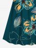 Robe camisole hawaïenne à imprimé fleurs et feuilles grande taille - Vert 6X