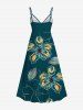 Robe camisole hawaïenne à imprimé fleurs et feuilles grande taille - Vert 6X