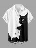 Plus Size Two Tone Cats Print Buttons Pocket Hawaii Shirt For Men -  