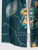 Plus Size Flowers Leaf Print Buttons Pocket Hawaii Shirt For Men -  