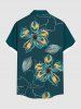 Plus Size Flowers Leaf Print Buttons Pocket Hawaii Shirt For Men -  