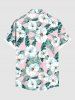 Plus Size Flowers Leaf Tropical Print Buttons Pocket Hawaii Shirt For Men -  