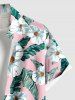 Plus Size Flowers Leaf Tropical Print Buttons Pocket Hawaii Shirt For Men -  