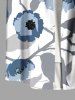 Plus Size Flowers Leaf Ink Painting Print Buttons Pocket Hawaii Shirt For Men -  