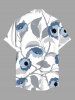 Plus Size Flowers Leaf Ink Painting Print Buttons Pocket Hawaii Shirt For Men -  